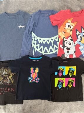 Psycho Bunny Kids' Tees in Navy Blue, Red, and Black